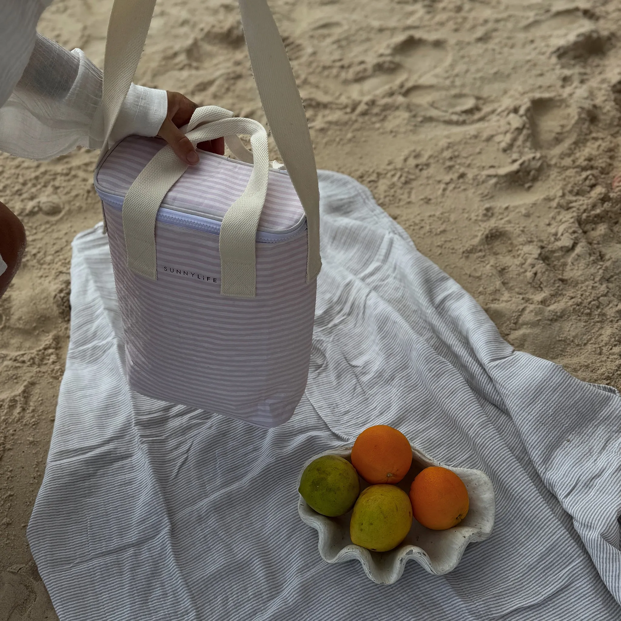 Light Cooler Drinks Bag | Lazy Days Pink Stripe