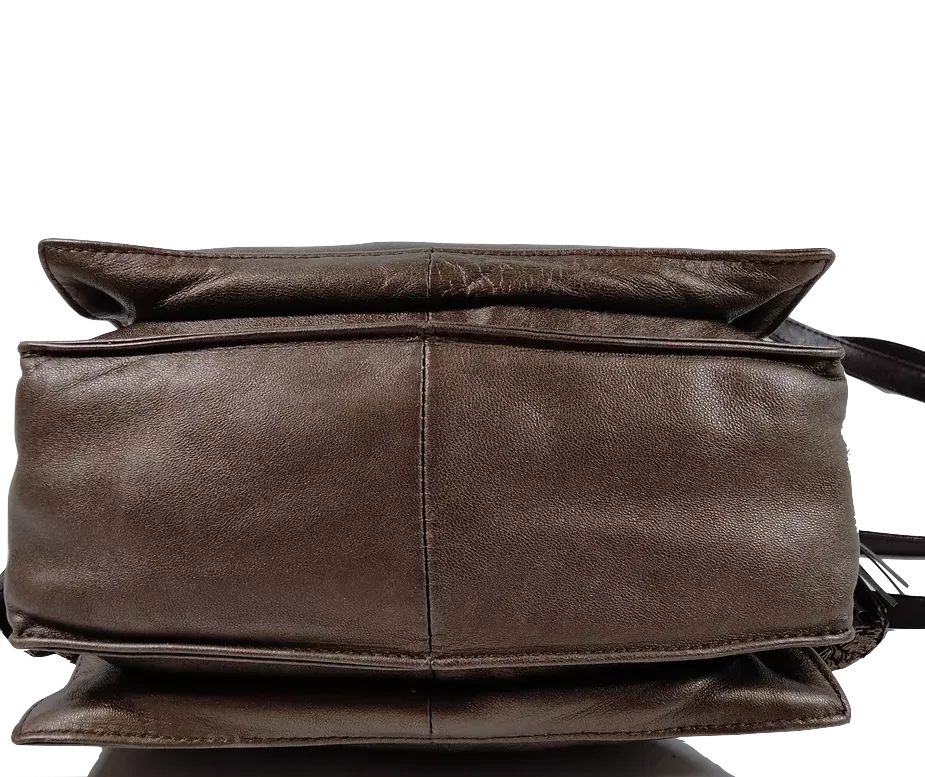 LOEWE MADRID. MINI Brown Leather Anagram Logo Crossbody Bag