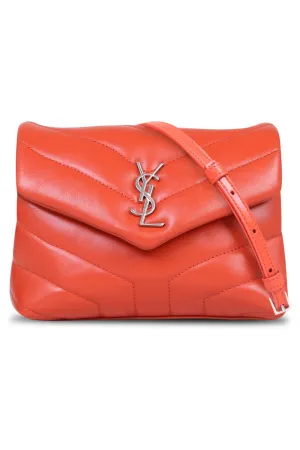 LOULOU TOY FLAP BAG ADJUSTABLE STRAP | RED ORANGE/SILVER