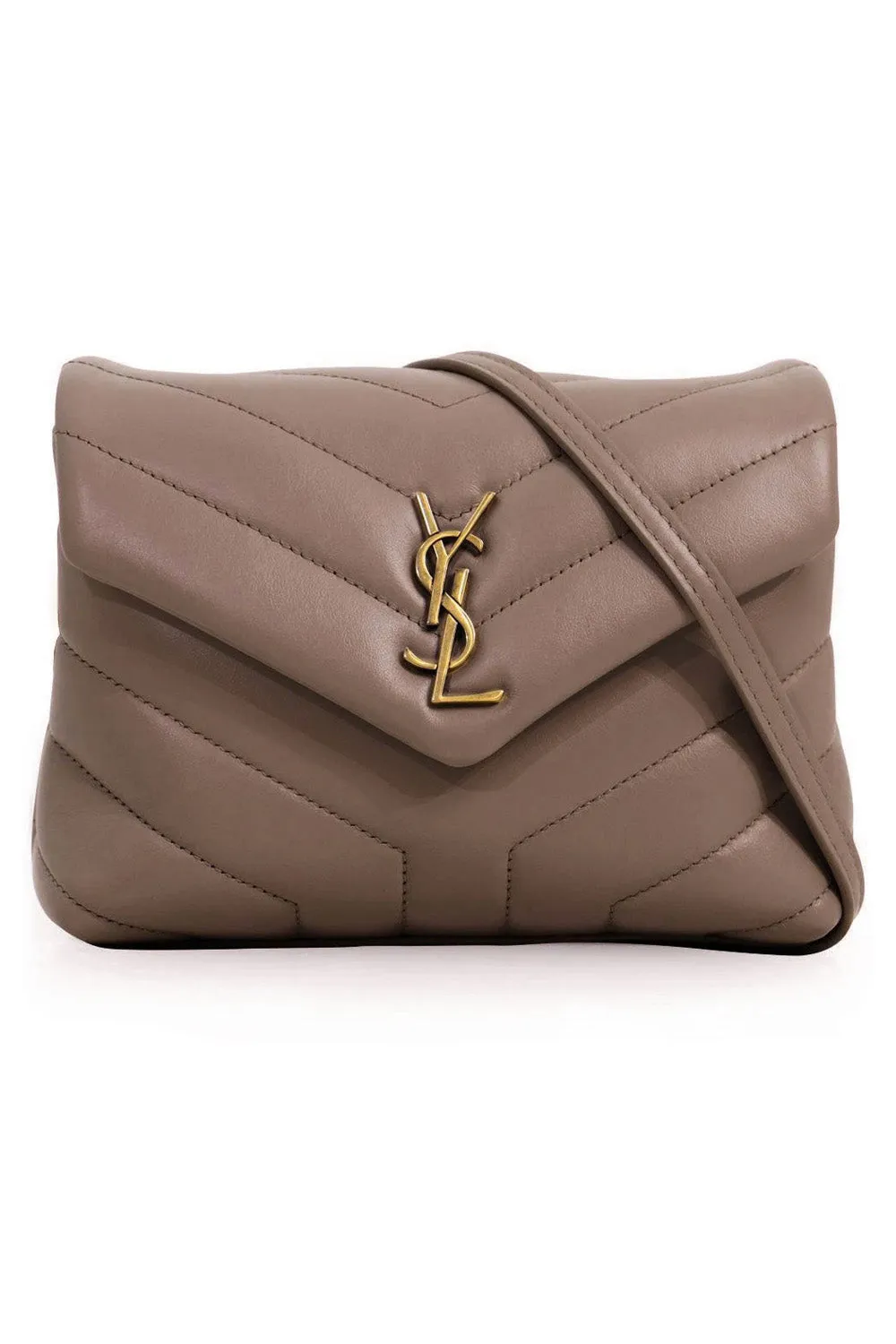 LOULOU TOY STRAP BAG TAUPE/GOLD