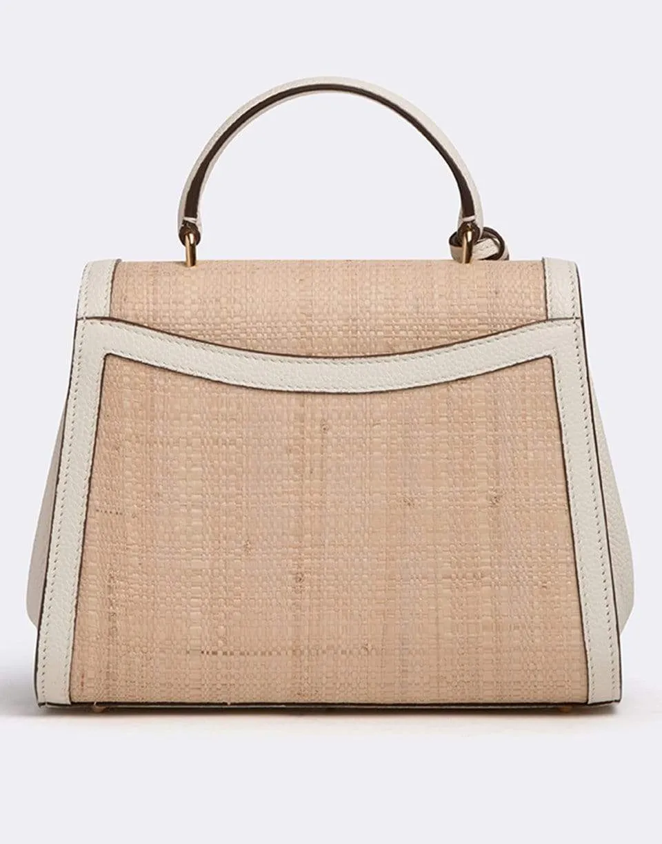 Madeline Mini Lady Raffia and Leather Top Handle Bag