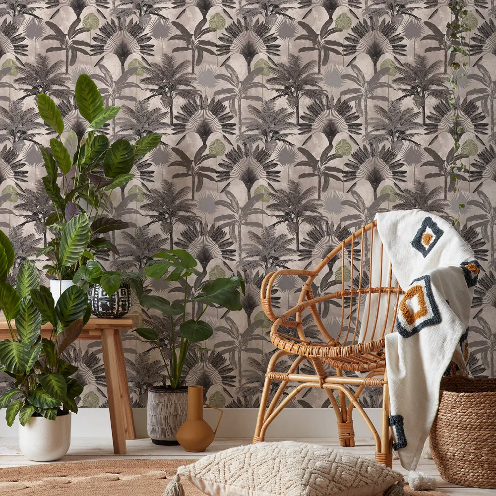 Malaysian Wallpaper Blush/Charcoal