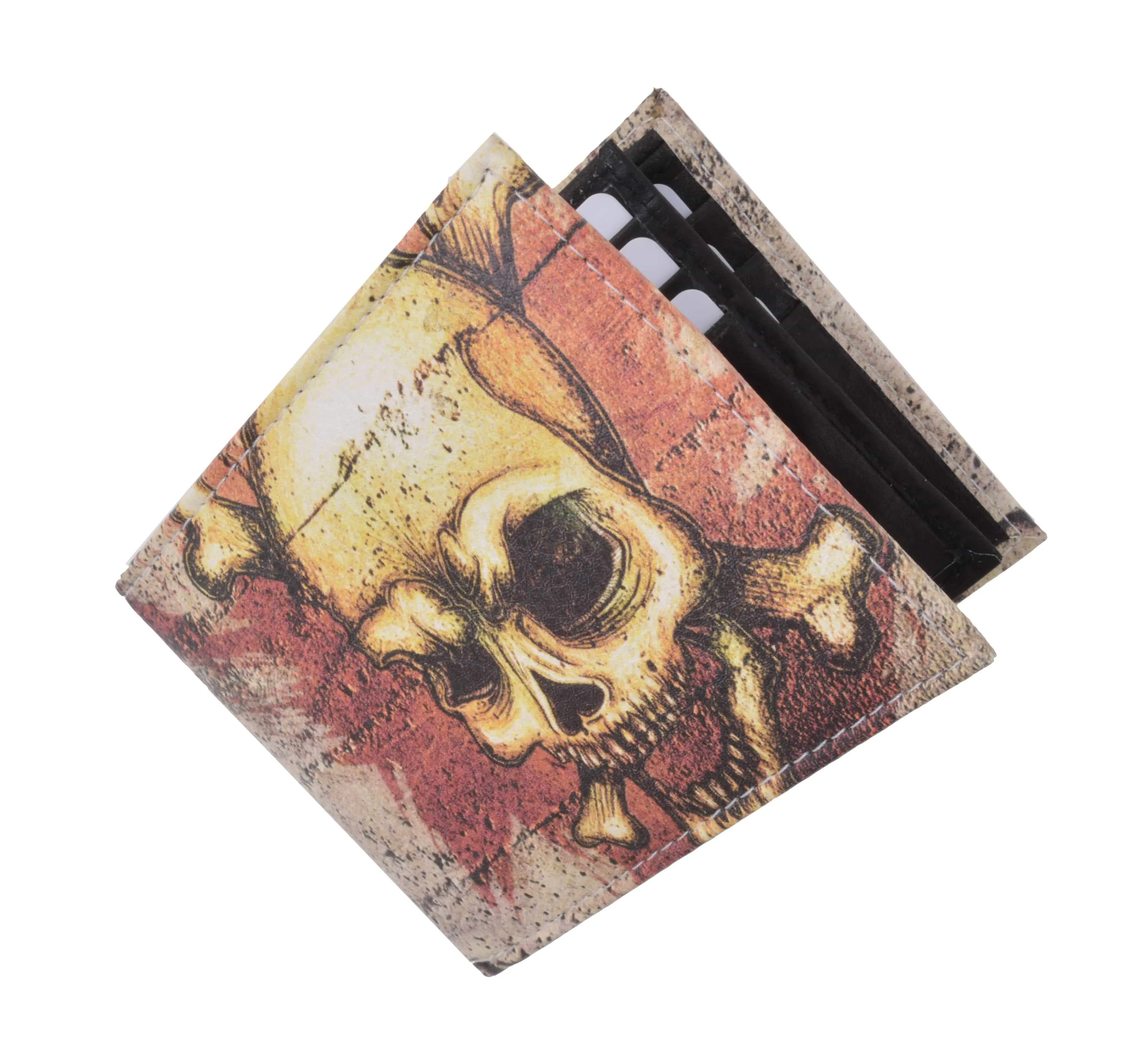 Men's Genuine Leather Bifold Multi Card ID Center Flap Wallet with Graphics 1246