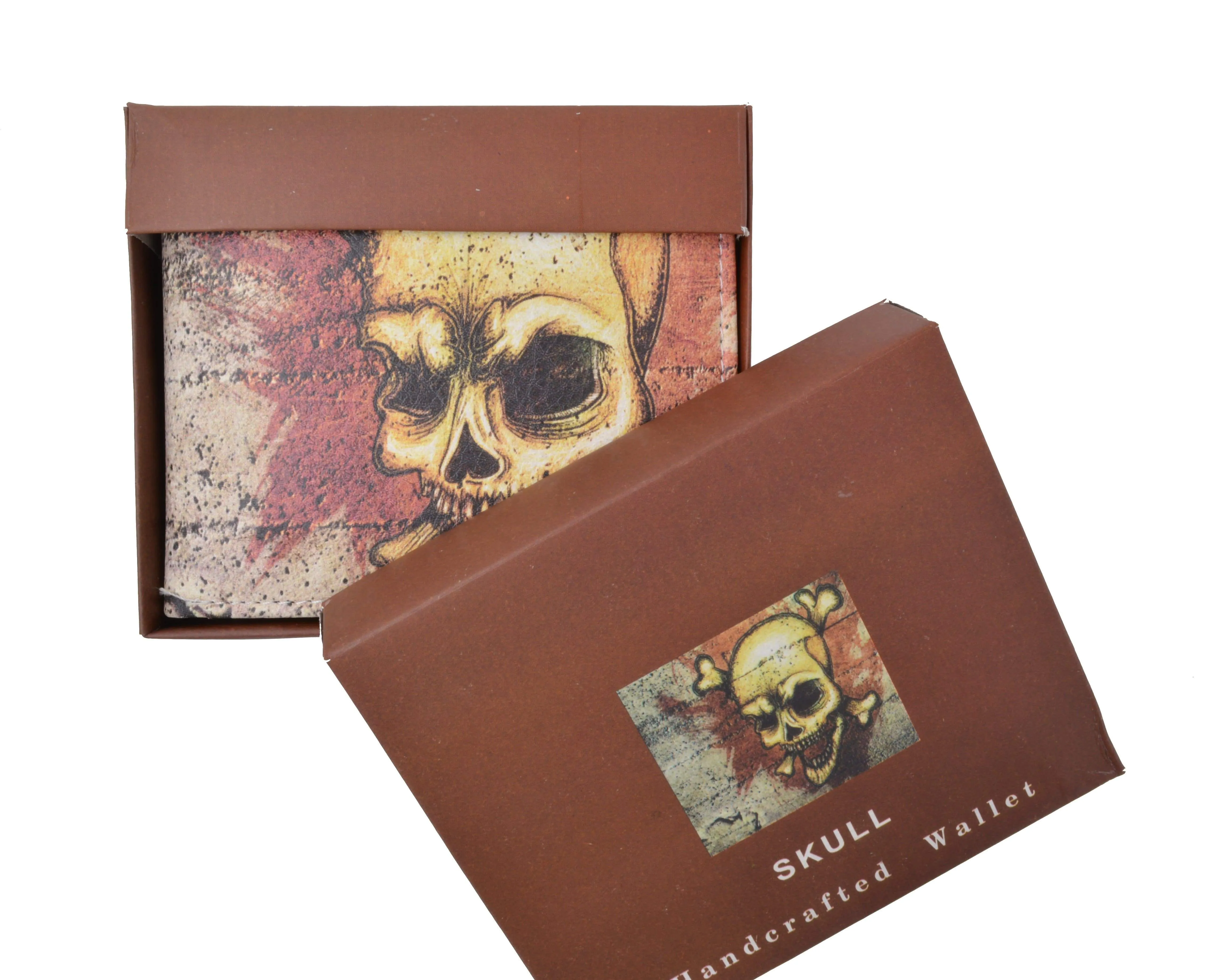 Men's Genuine Leather Bifold Multi Card ID Center Flap Wallet with Graphics 1246