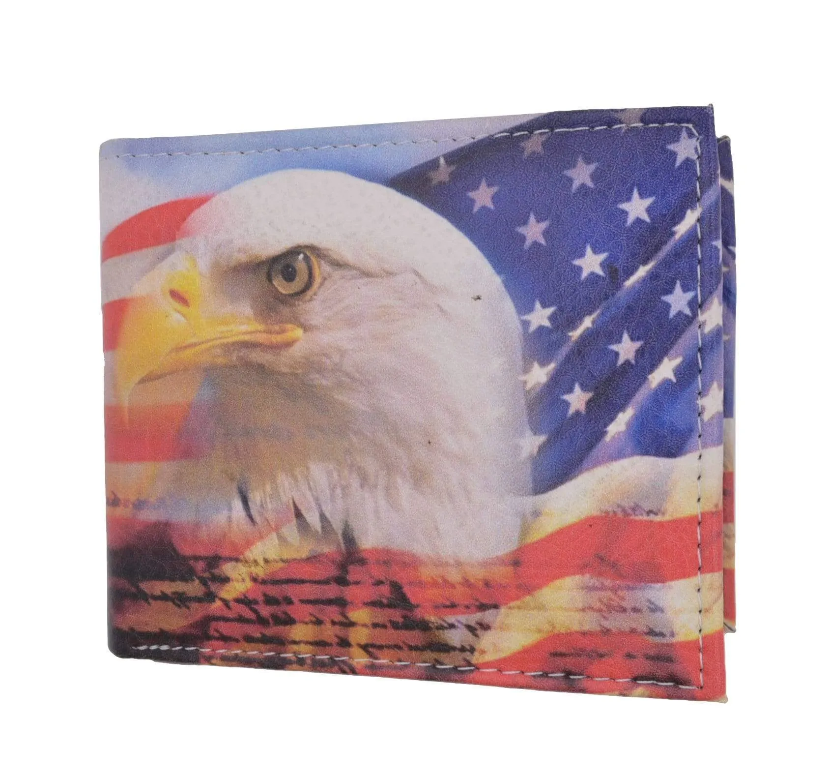 Men's Genuine Leather Bifold Multi Card ID Center Flap Wallet with Graphics 1246