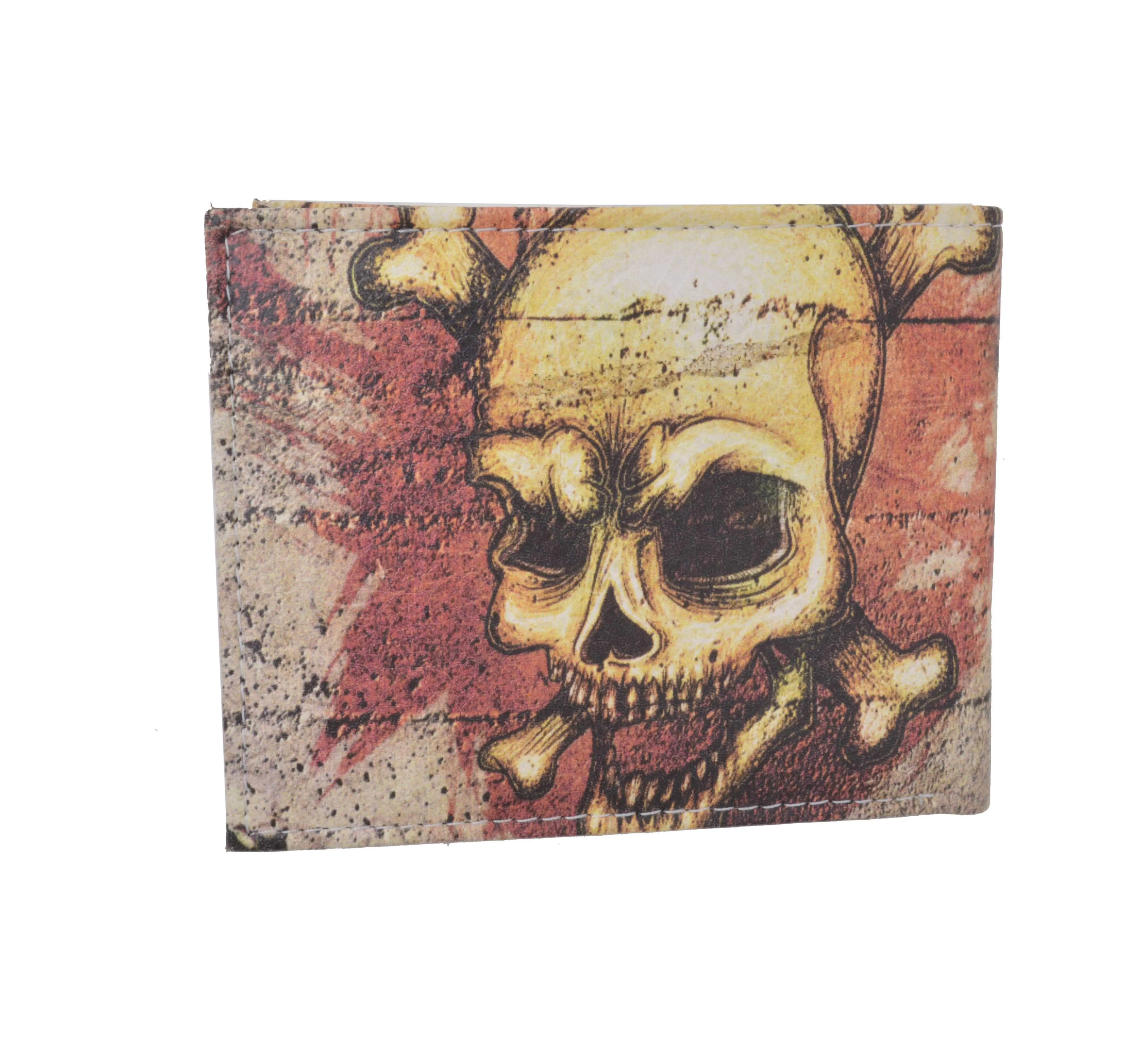 Men's Genuine Leather Bifold Multi Card ID Center Flap Wallet with Graphics 1246