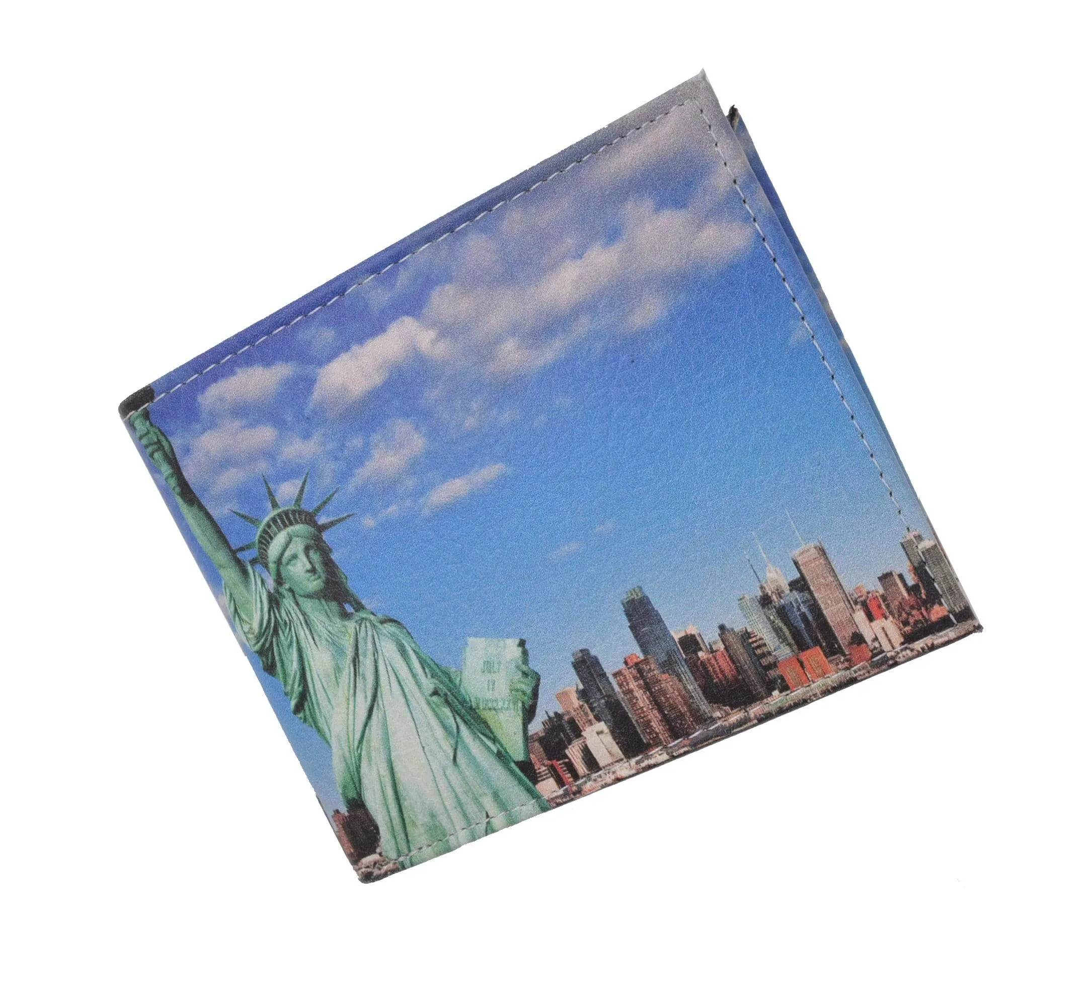 Men's Genuine Leather Bifold Multi Card ID Center Flap Wallet with Graphics 1246