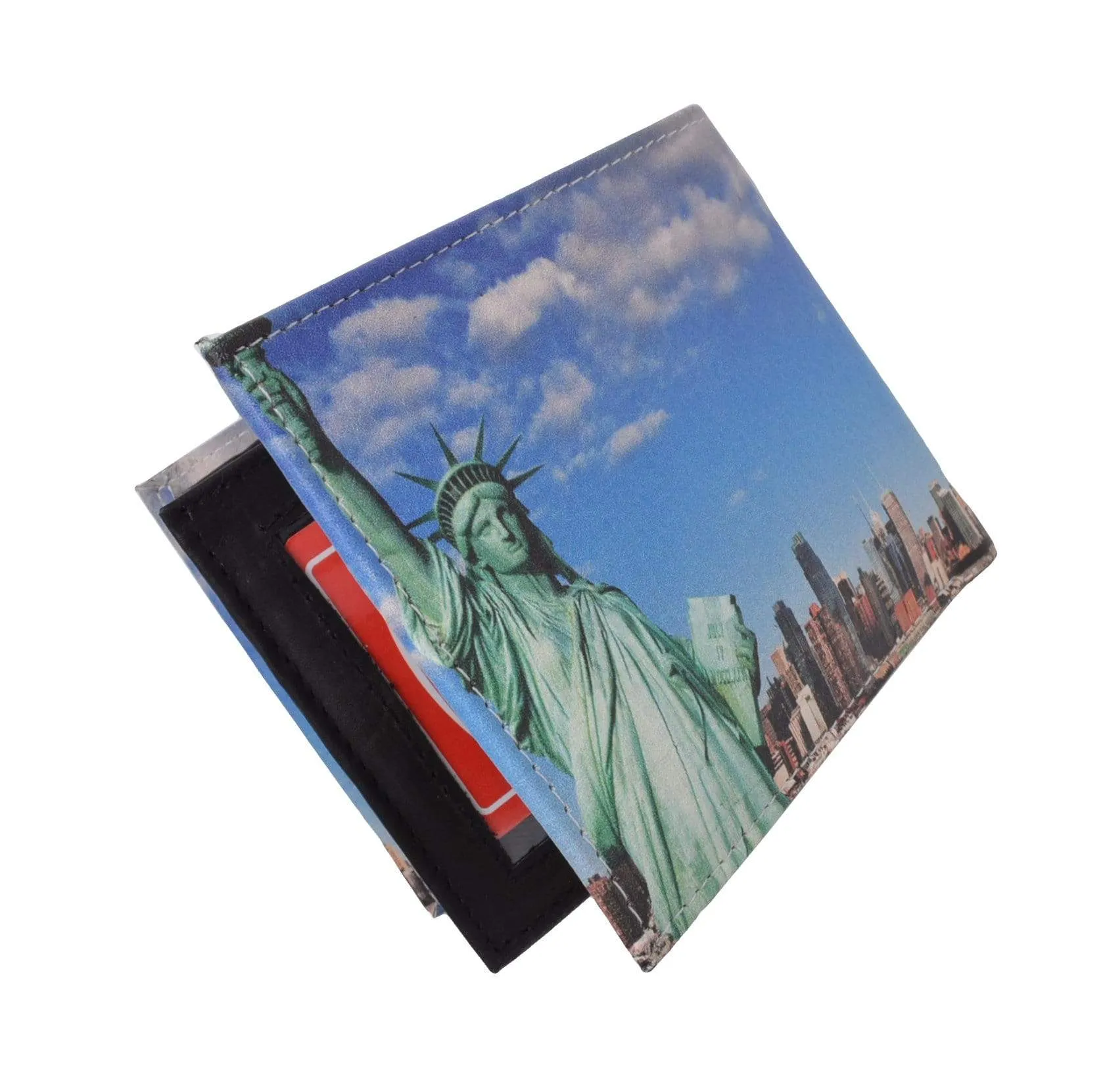 Men's Genuine Leather Bifold Multi Card ID Center Flap Wallet with Graphics 1246