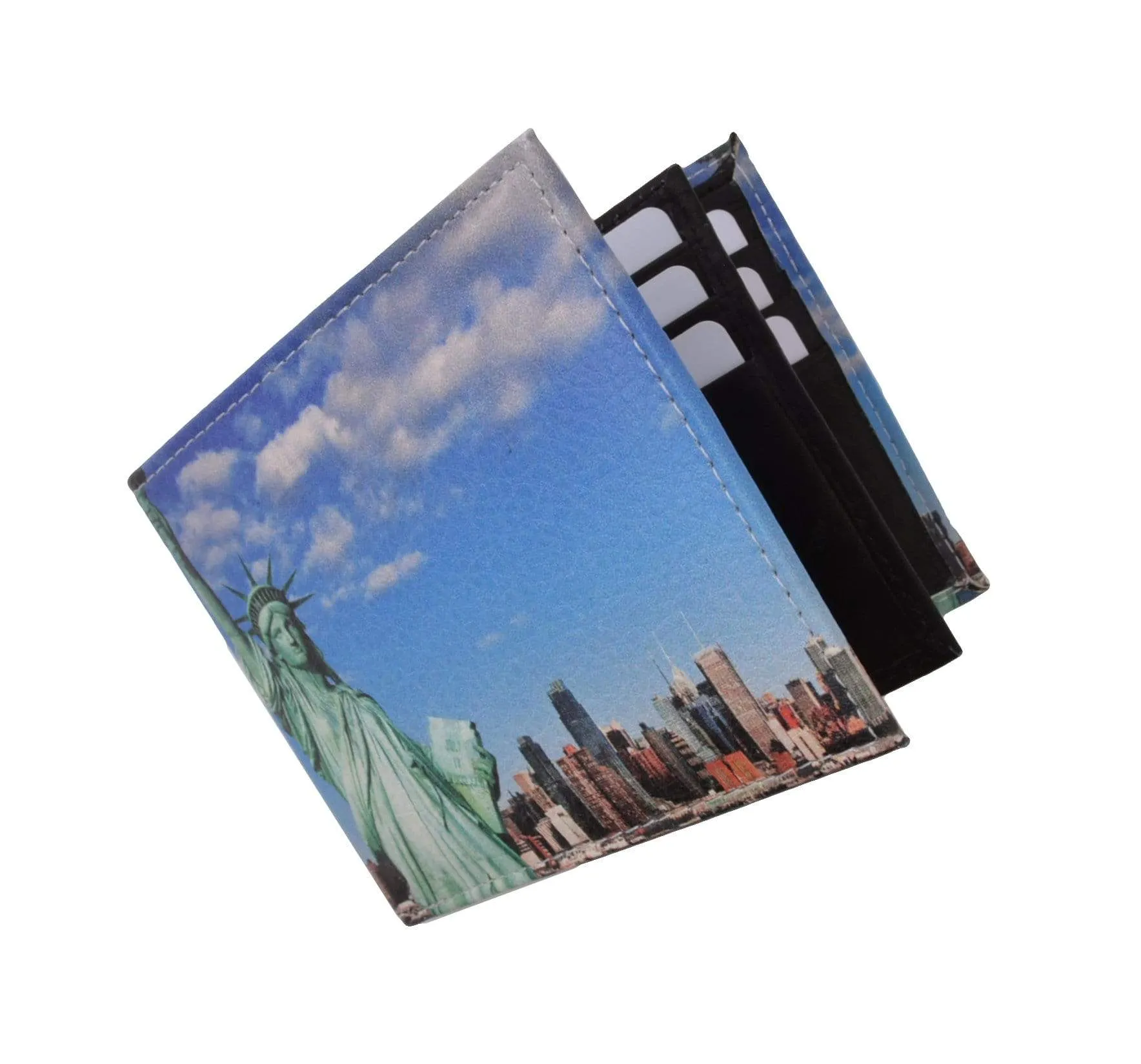 Men's Genuine Leather Bifold Multi Card ID Center Flap Wallet with Graphics 1246