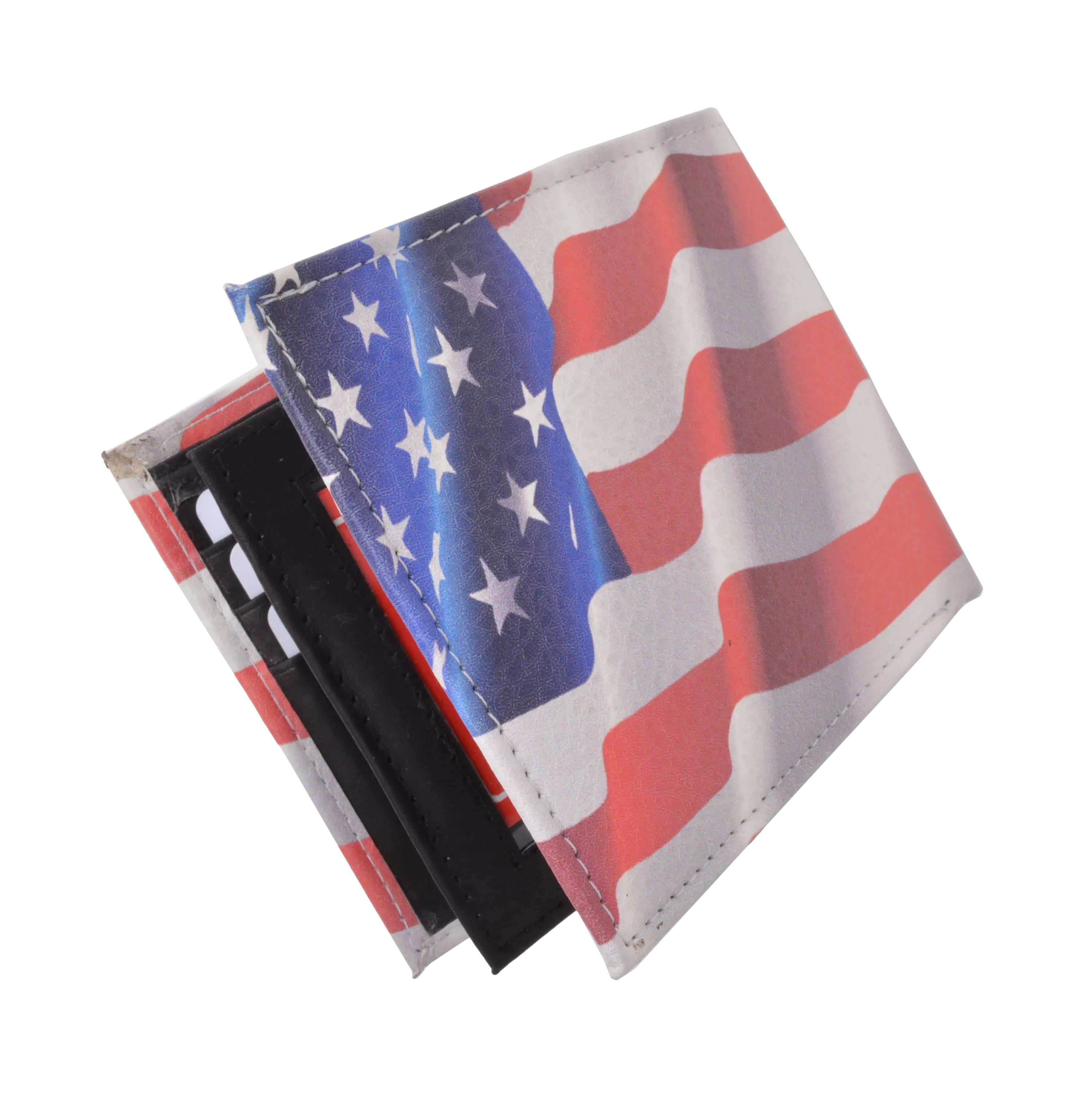 Men's Genuine Leather Bifold Multi Card ID Center Flap Wallet with Graphics 1246