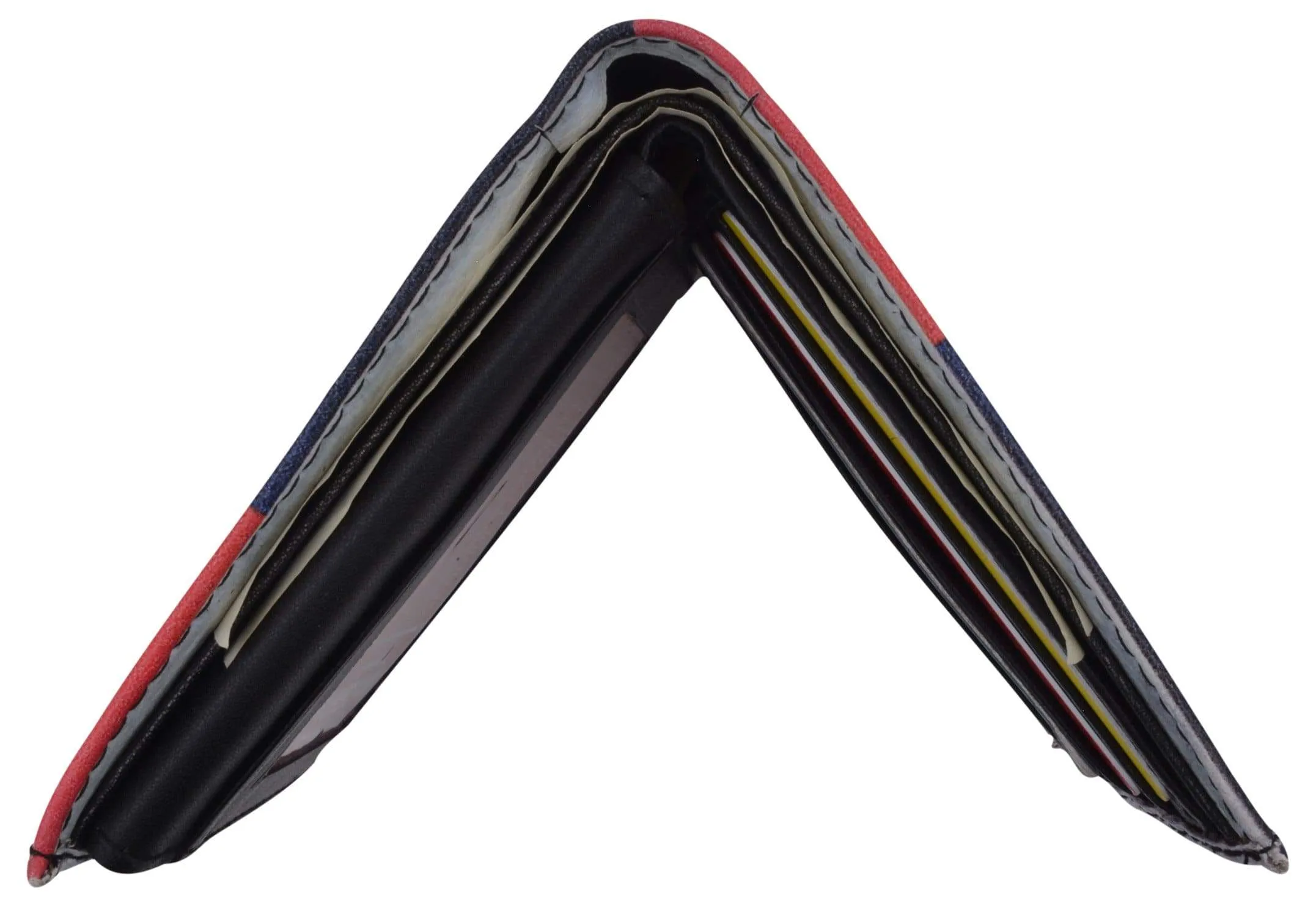 Men's Genuine Leather Bifold Multi Card ID Center Flap Wallet with Graphics 1246