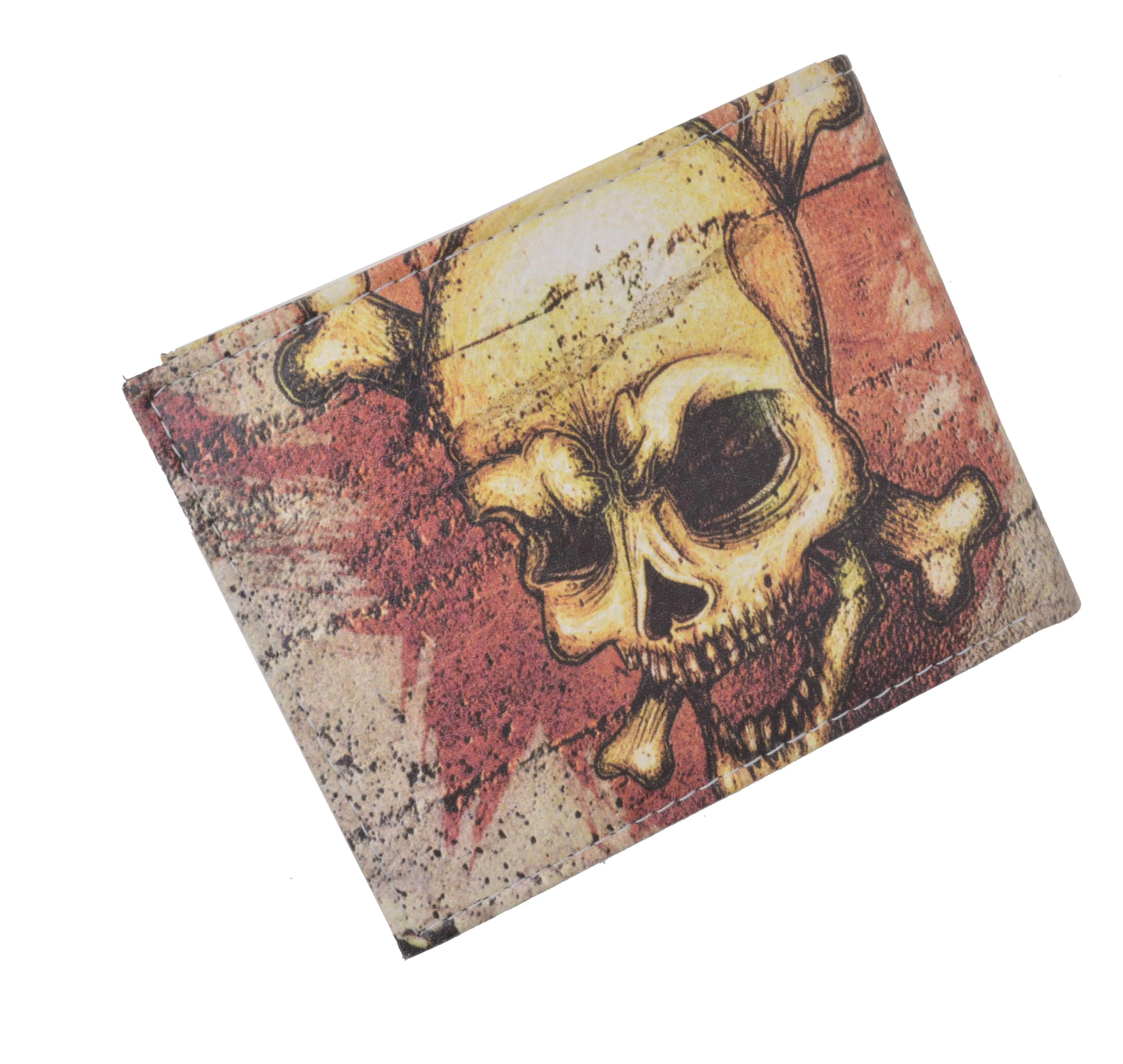 Men's Genuine Leather Bifold Multi Card ID Center Flap Wallet with Graphics 1246