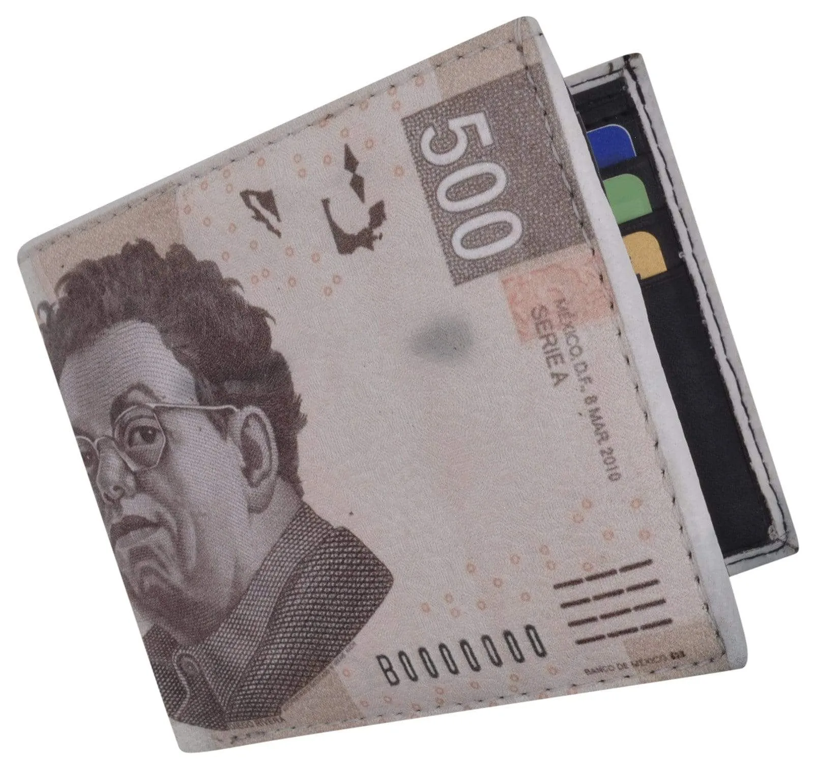 Men's Genuine Leather Bifold Multi Card ID Center Flap Wallet with Graphics 1246