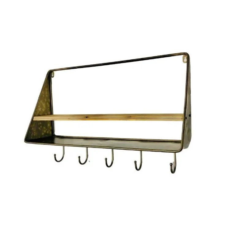 Mid Century Home Vanity Shelf With Hooks
