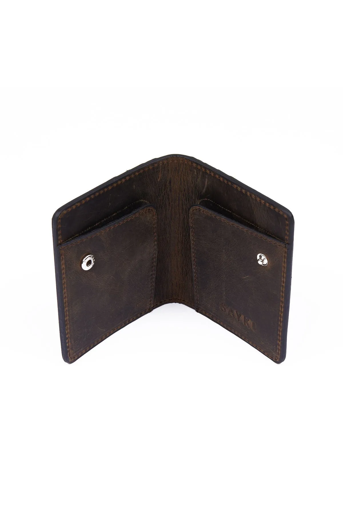 Mink Snap Button Leather Wallet