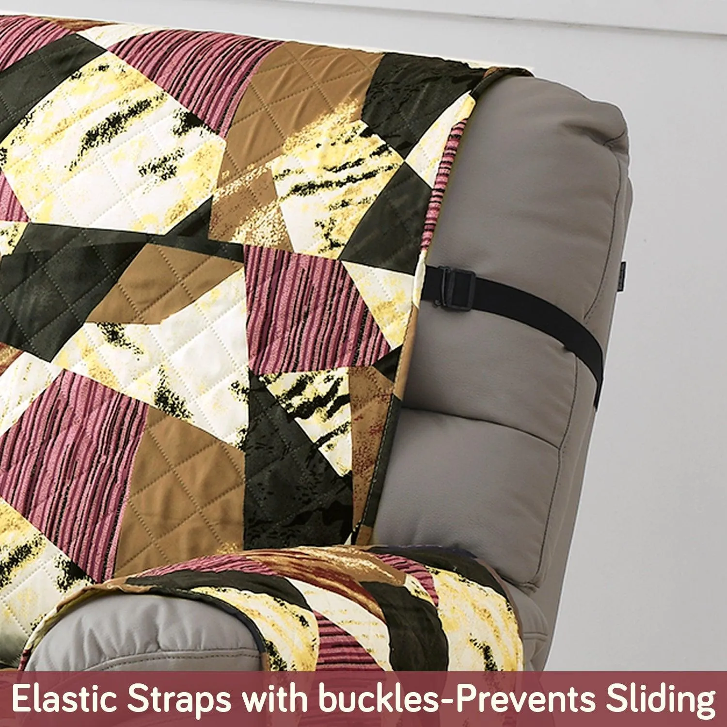 Quilted Recliner Water Repellent & Waterproof Cover for Small / Large - Wine Abstract Geometry