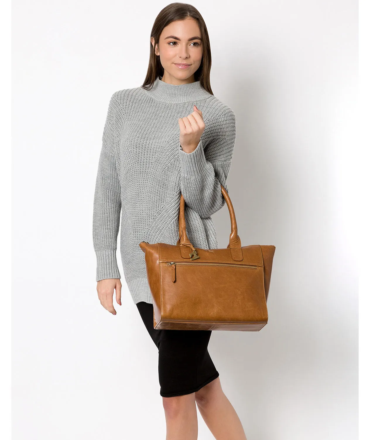 'Quinn' Saddle Leather Tote Bag