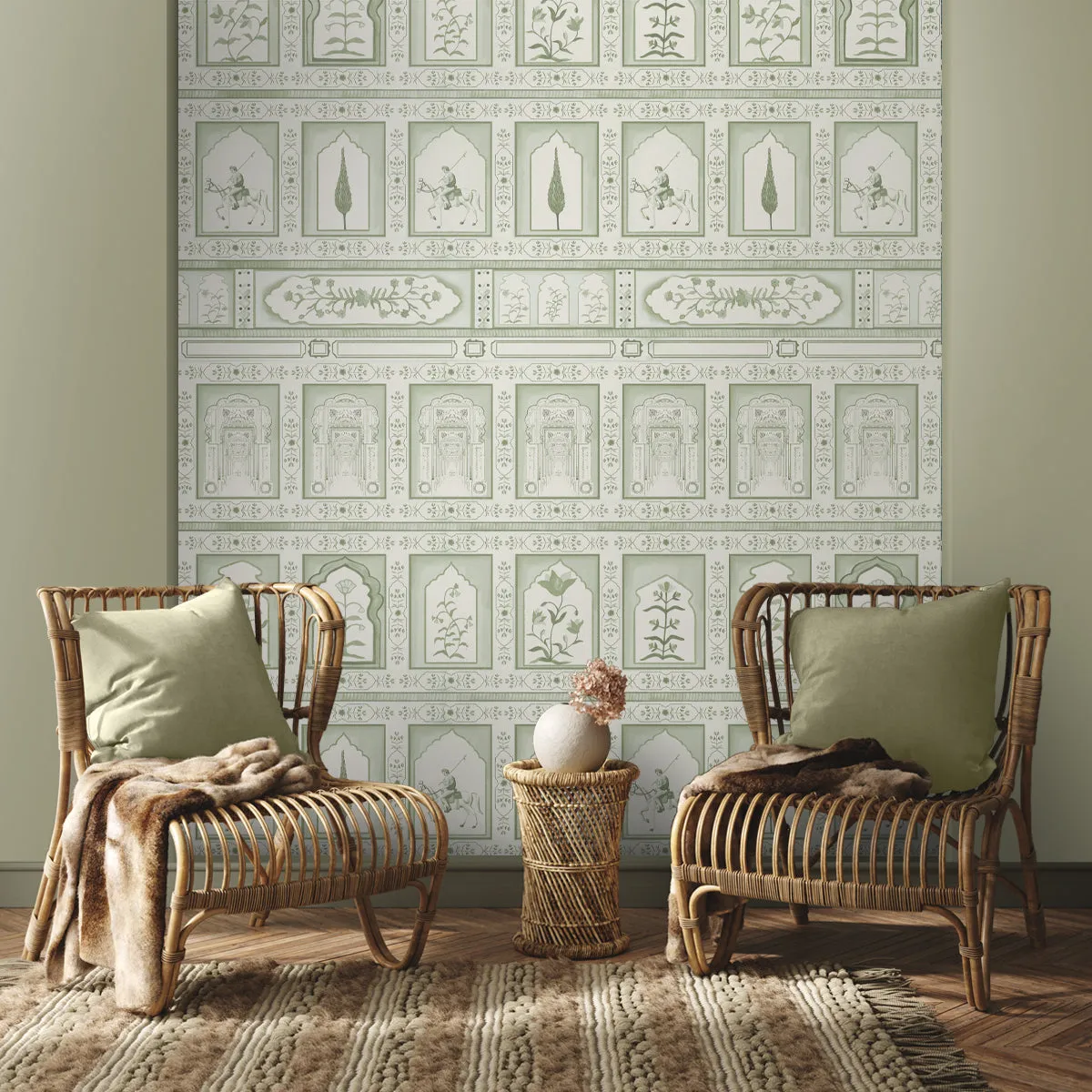 Rajmahal Indian Room Wallpaper Design Light Green