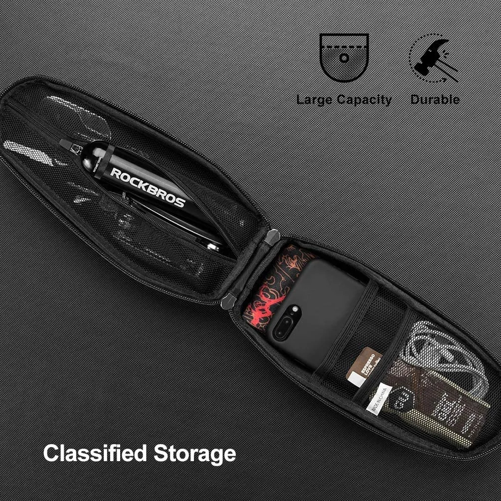 ROCKBROS Top Tube Bike Bag Bike Front Frame Bag EVA Bicycle Bag  Below 6.2"/6.5"