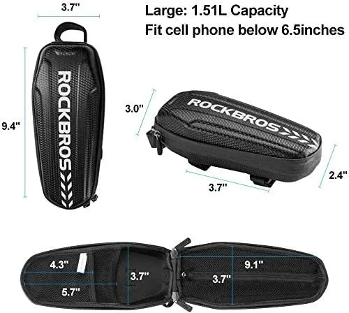 ROCKBROS Top Tube Bike Bag Bike Front Frame Bag EVA Bicycle Bag  Below 6.2"/6.5"