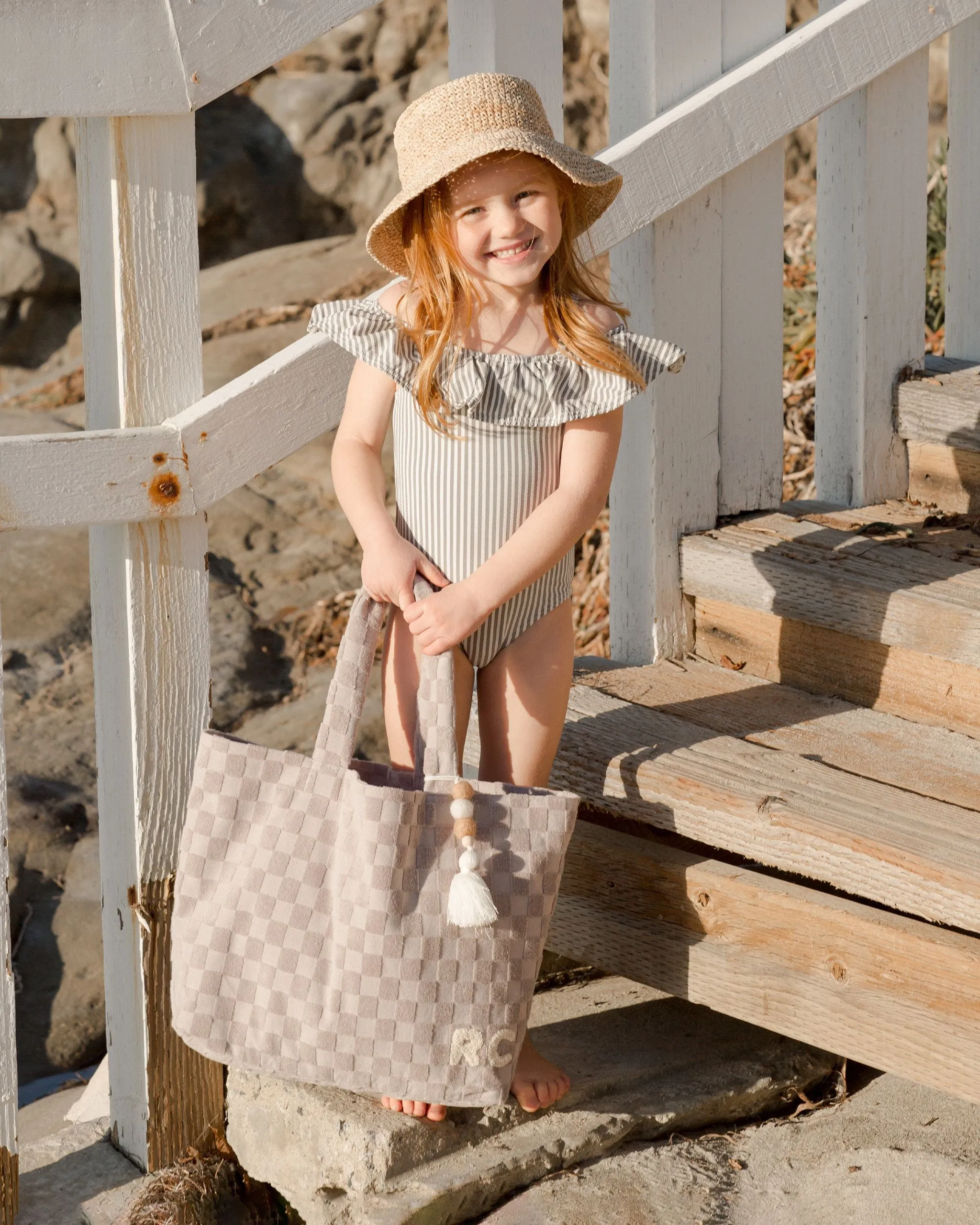 Rylee   Cru Terry Beach Bag - Cloud Check