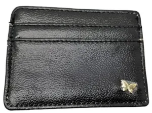 Slim Rfid Wallet - Black with Metal Butterfly -82021