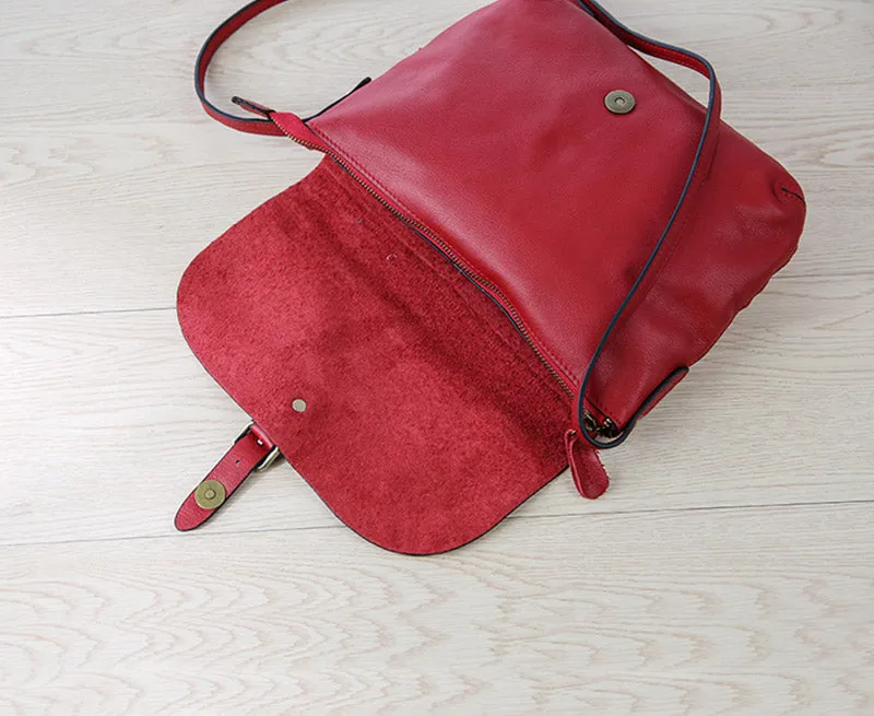 Small Womens Genuine Leather Satchel Bag Crossbody Bags for Women