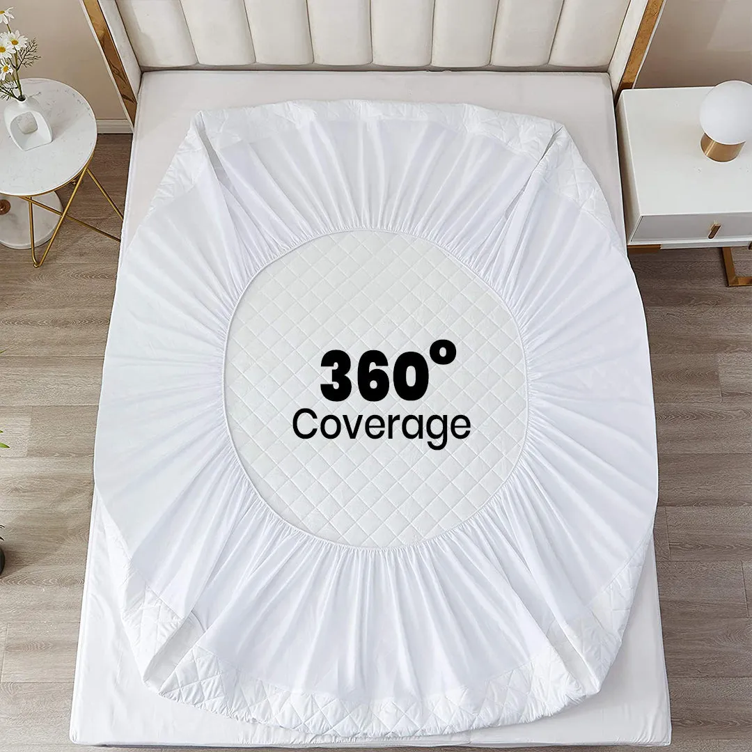 Soft Cotton Quilted 100% Waterproof Fitted Mattress Protector In Skin Color