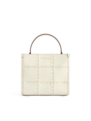 Square Stitch Crossbody Tote Bag - Pearl