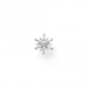Sterling Silver Snowflake With White Stones Single Earring H2260-051-14