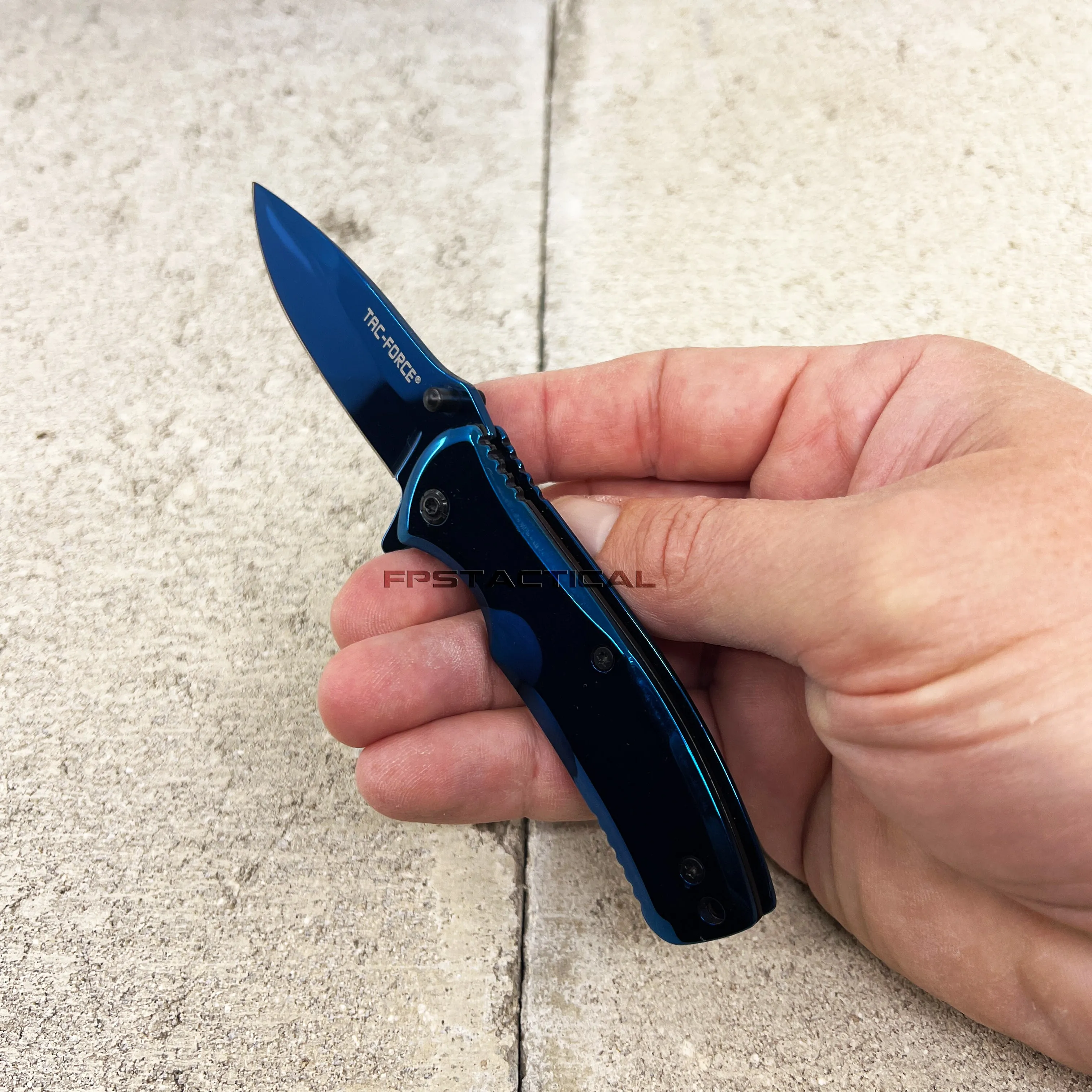 Tac-Force Blue Chrome / Mirror Finish Spring Assisted Compact Pocket Knife 2.75"