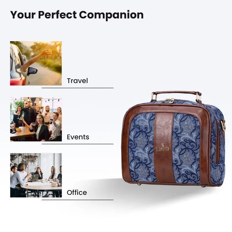 The Clownfish Elsie Series Tapestry Crossbody Sling Bag for Women Ladies Handbag Single Shoulder Bag with Shoulder Belt (Blue-Floral)