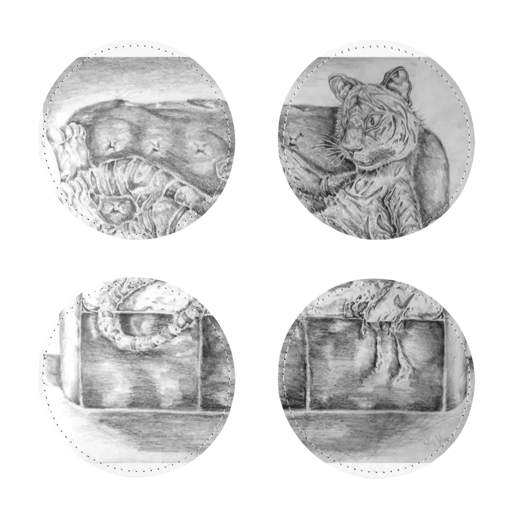 Tiger on a Couch Sublimation Coasters Pack of Four