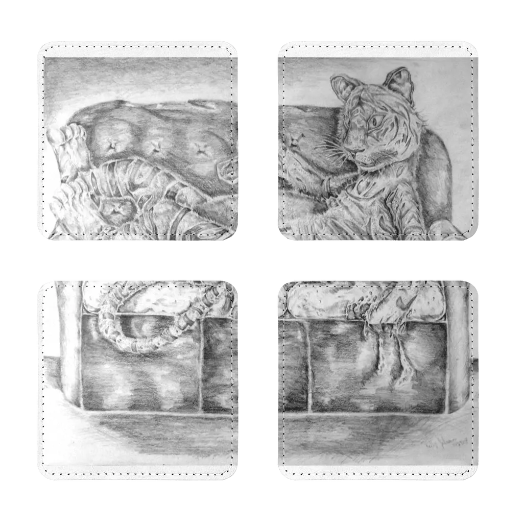 Tiger on a Couch Sublimation Coasters Pack of Four