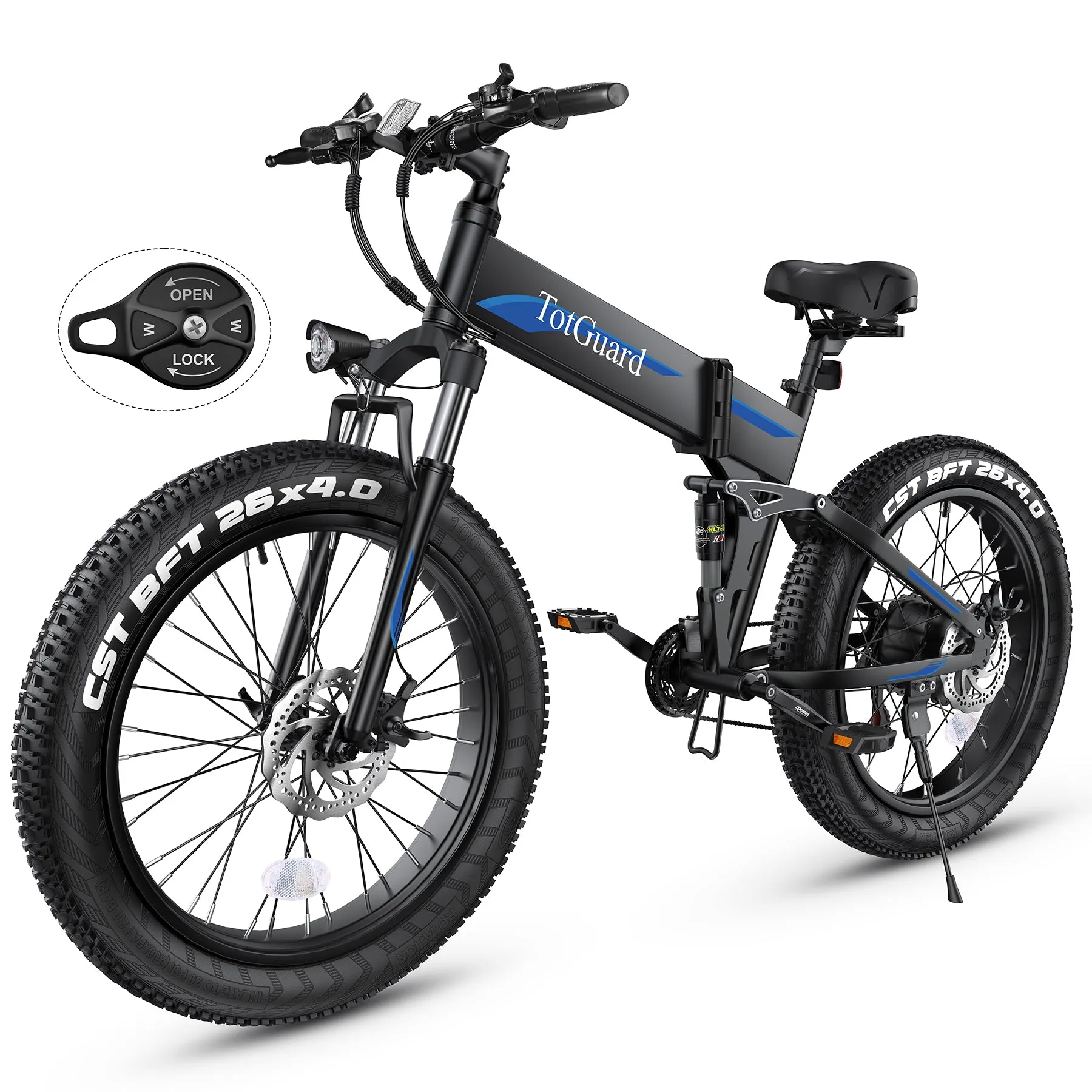TotGuard Pioneer All Terrain Folding Fat Tire Electric Bike