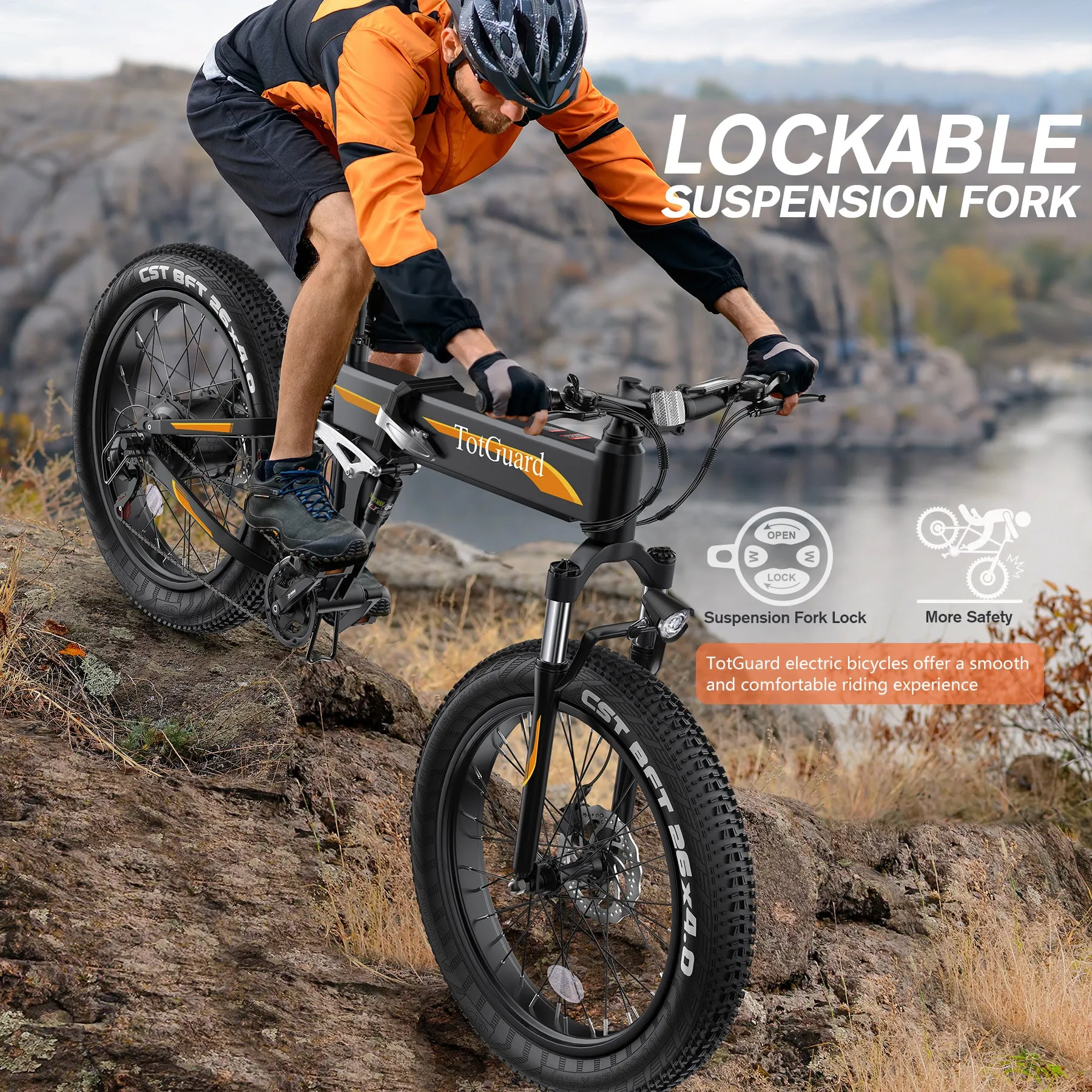 TotGuard Pioneer All Terrain Folding Fat Tire Electric Bike