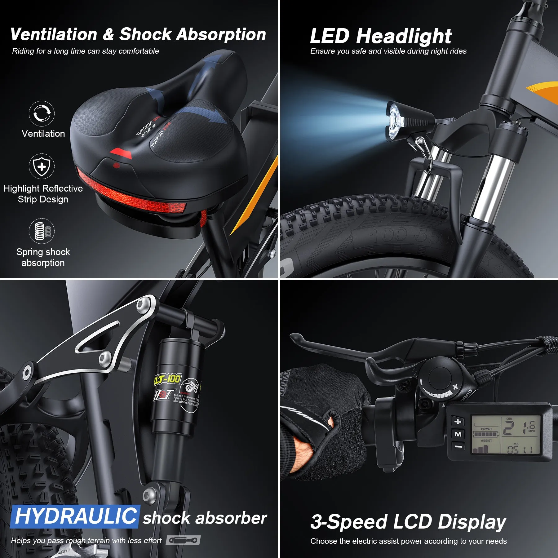 TotGuard Pioneer All Terrain Folding Fat Tire Electric Bike