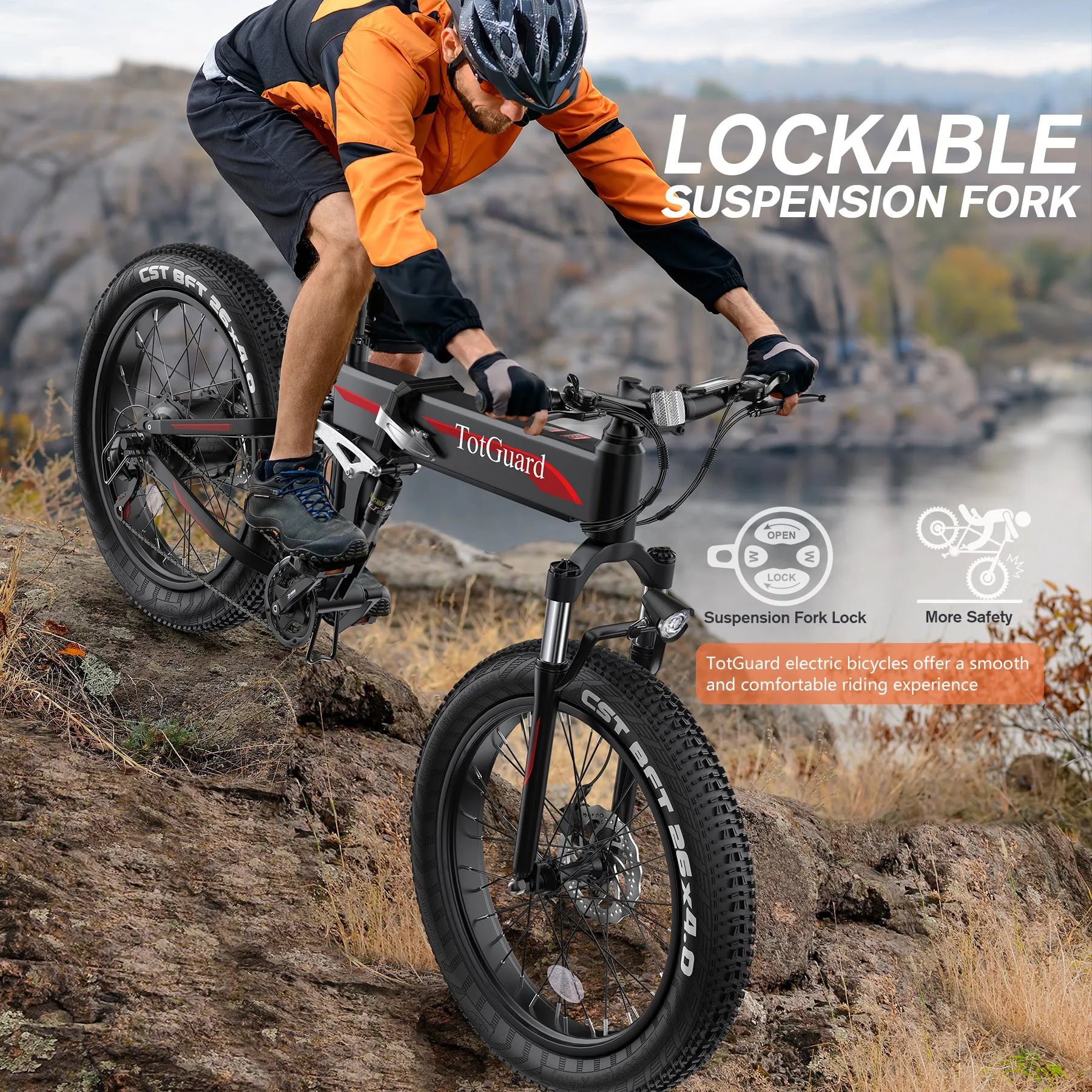 TotGuard Pioneer All Terrain Folding Fat Tire Electric Bike