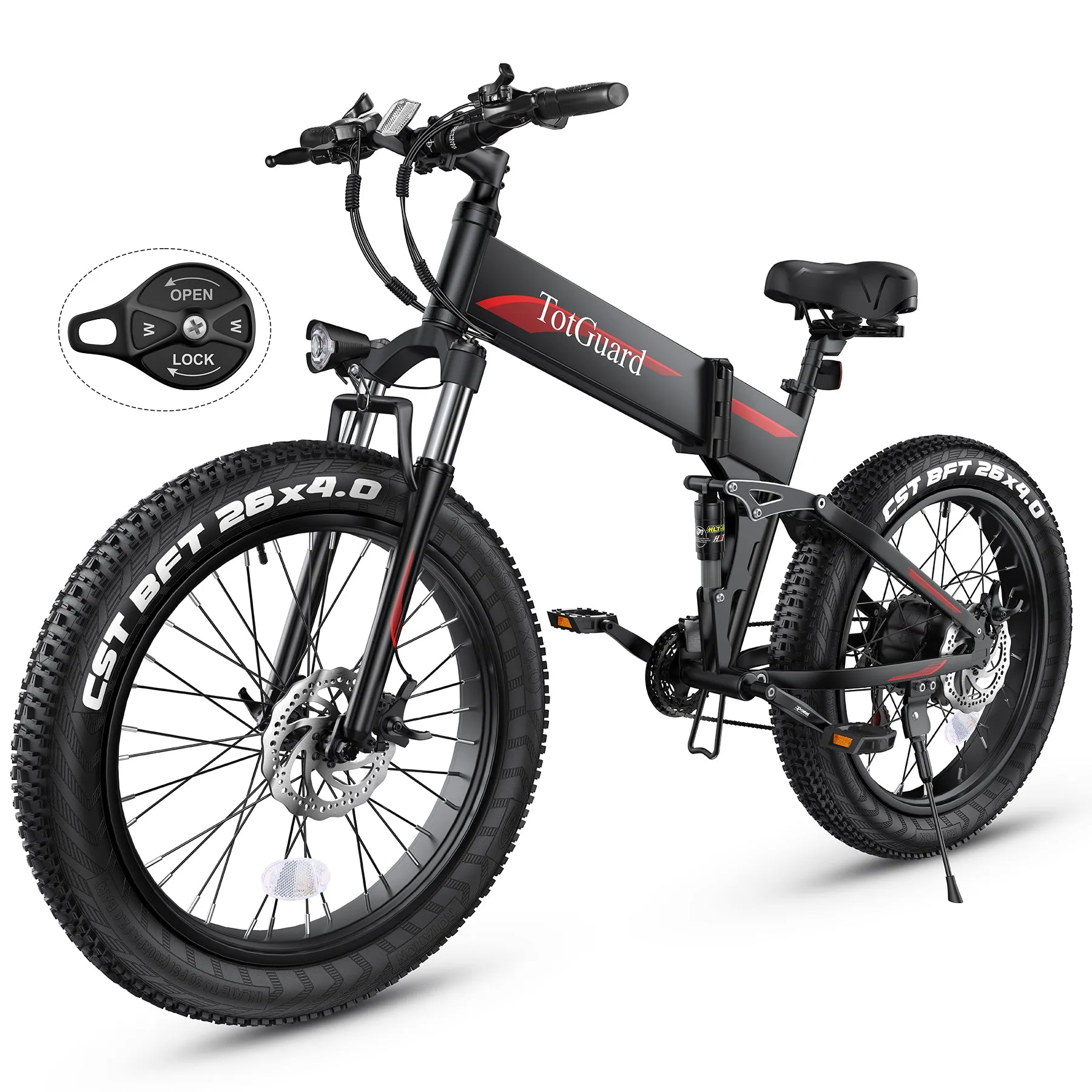 TotGuard Pioneer All Terrain Folding Fat Tire Electric Bike