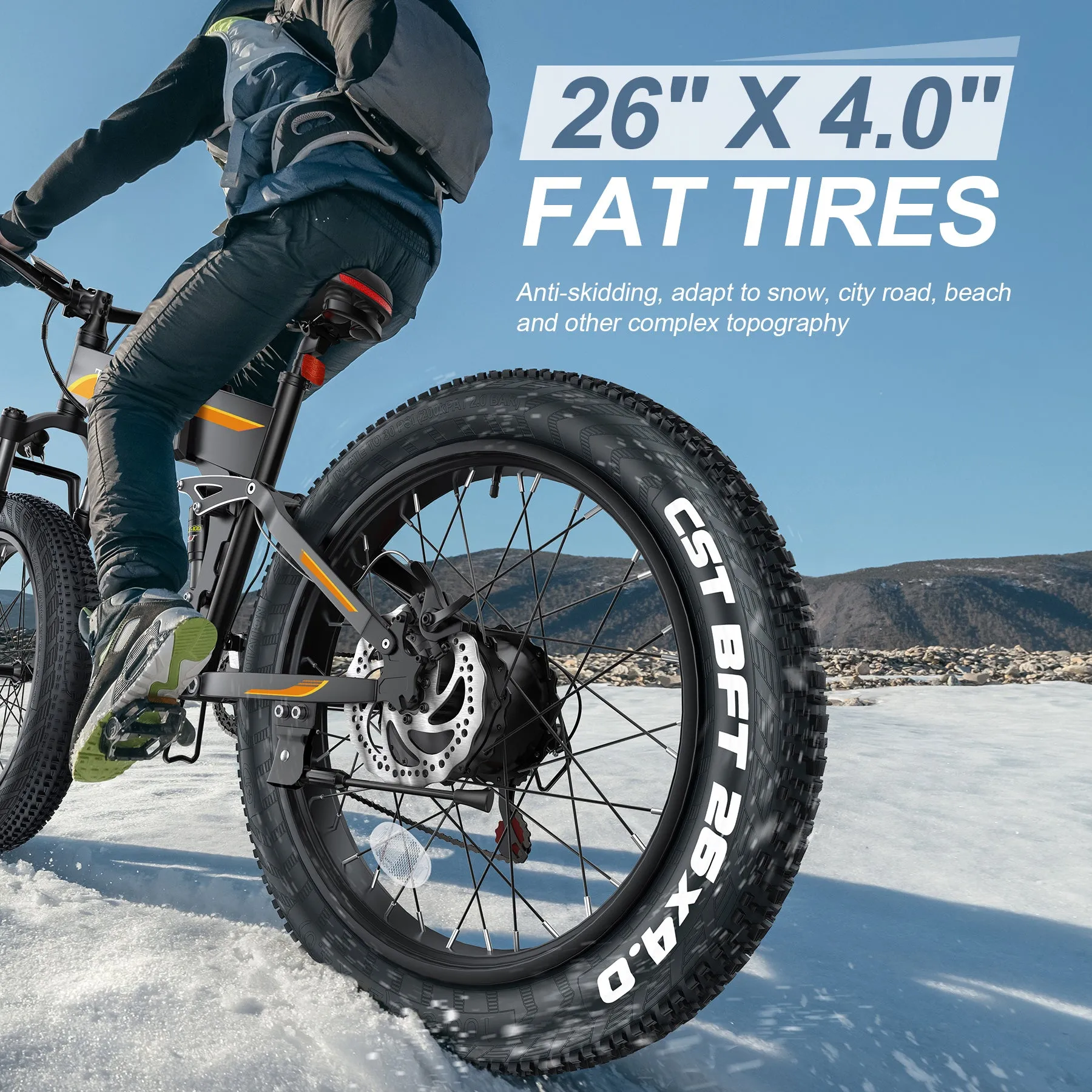 TotGuard Pioneer All Terrain Folding Fat Tire Electric Bike