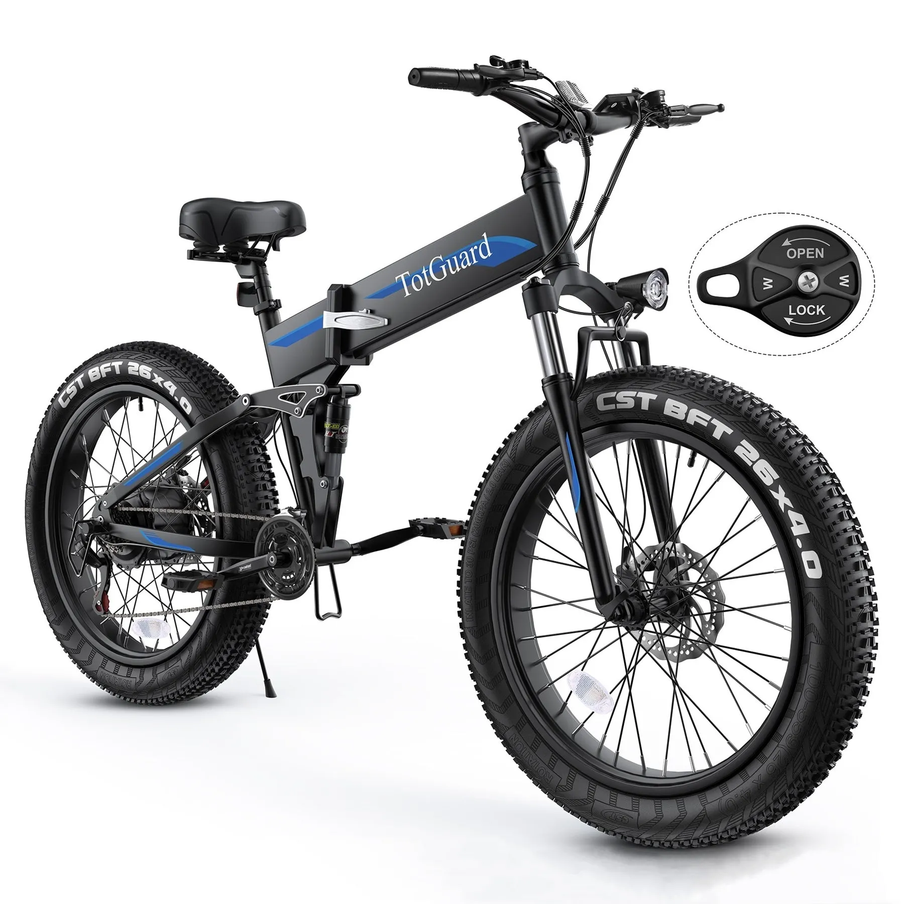 TotGuard Pioneer All Terrain Folding Fat Tire Electric Bike
