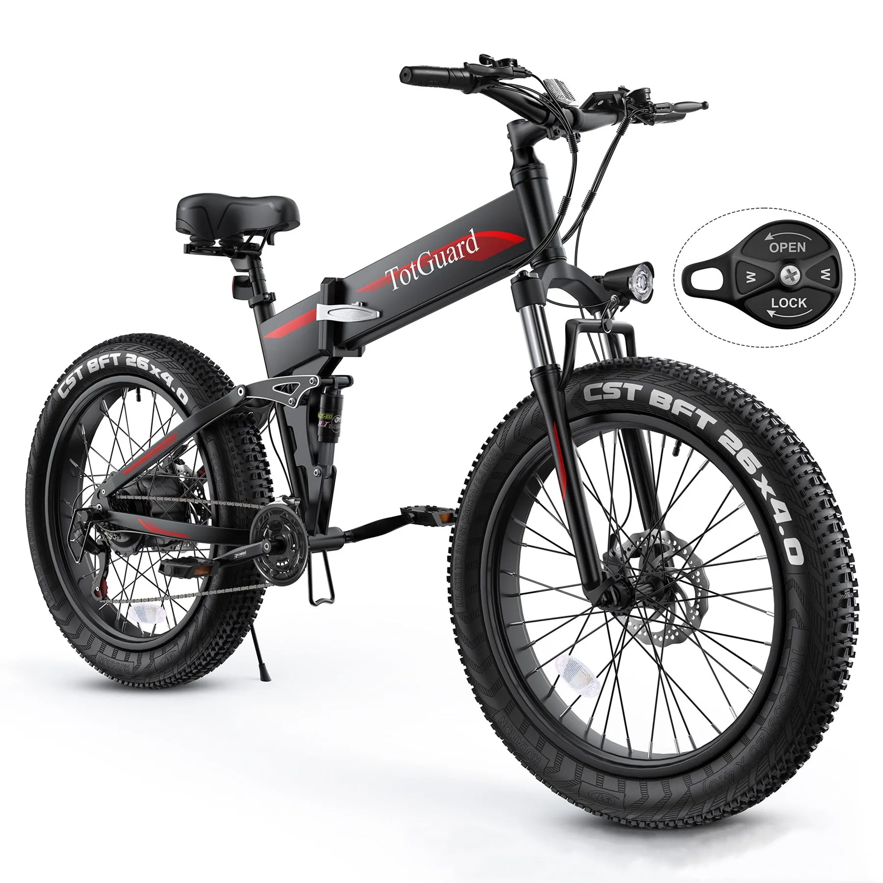 TotGuard Pioneer All Terrain Folding Fat Tire Electric Bike
