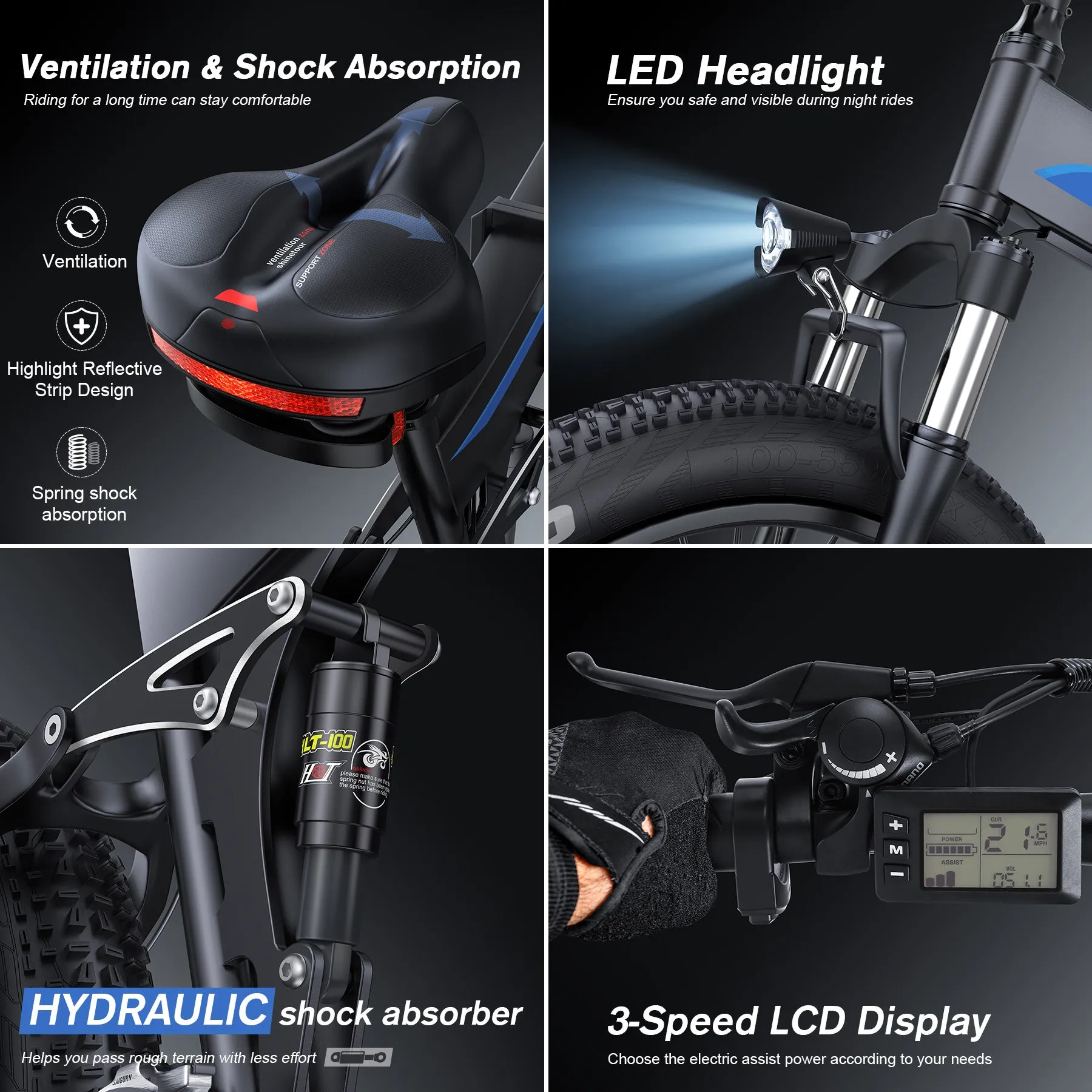 TotGuard Pioneer All Terrain Folding Fat Tire Electric Bike