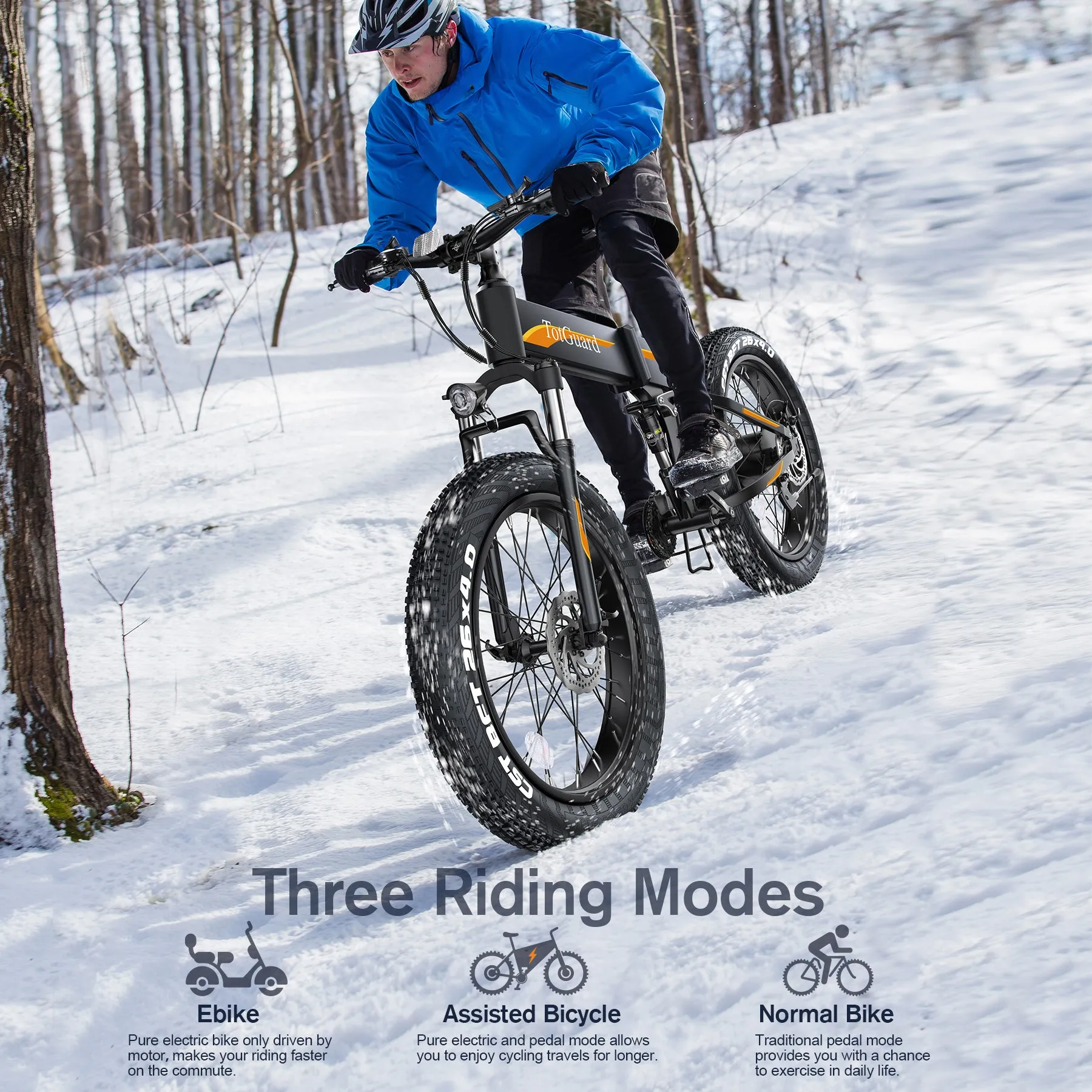 TotGuard Pioneer All Terrain Folding Fat Tire Electric Bike
