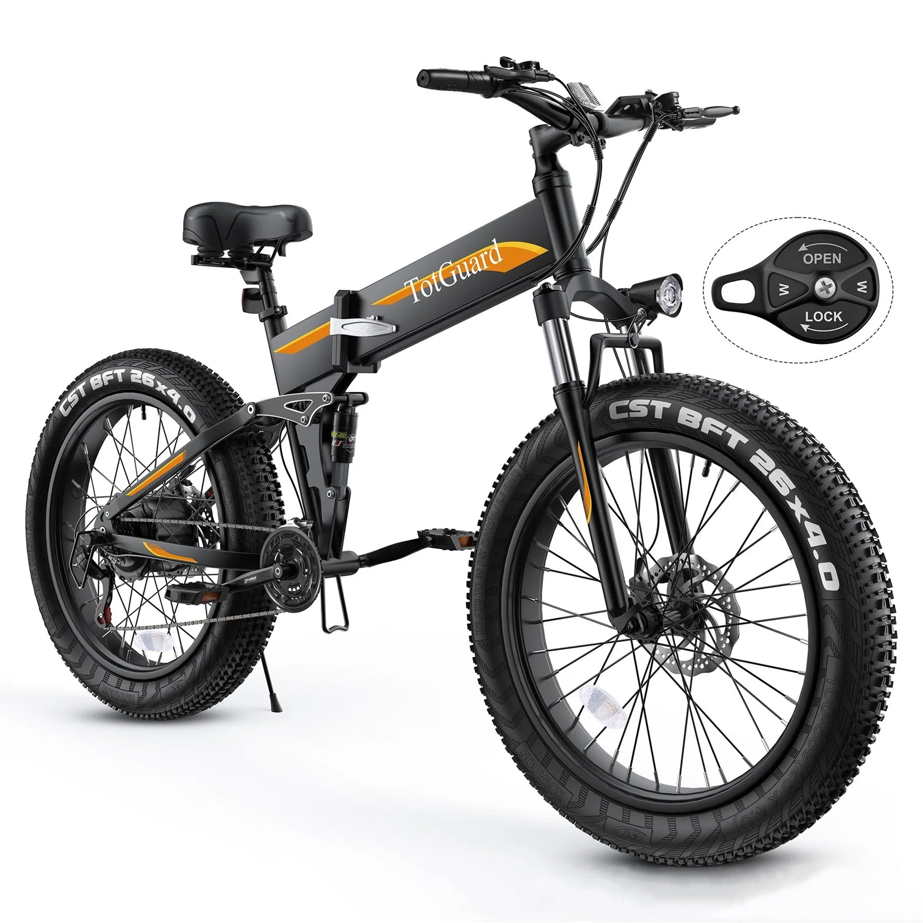 TotGuard Pioneer All Terrain Folding Fat Tire Electric Bike