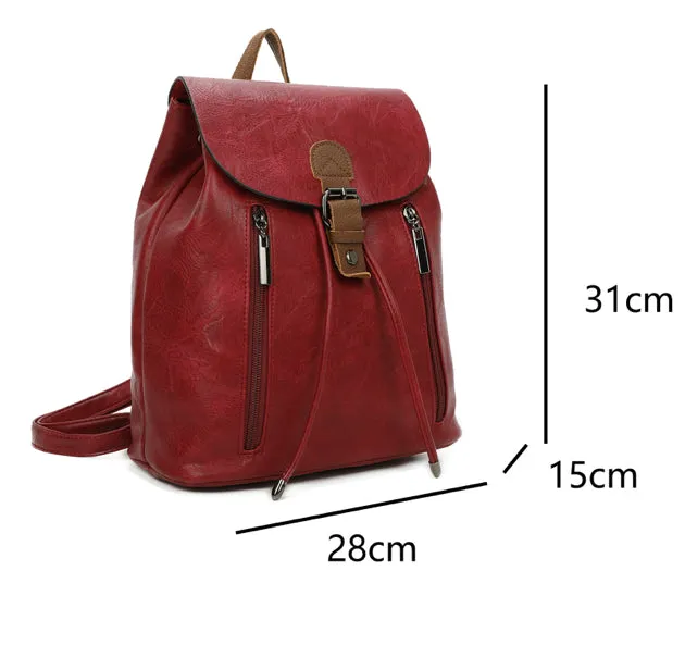 Two tone backpack with leather trim