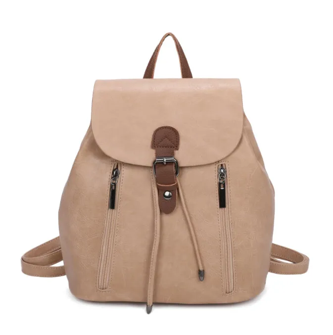 Two tone backpack with leather trim