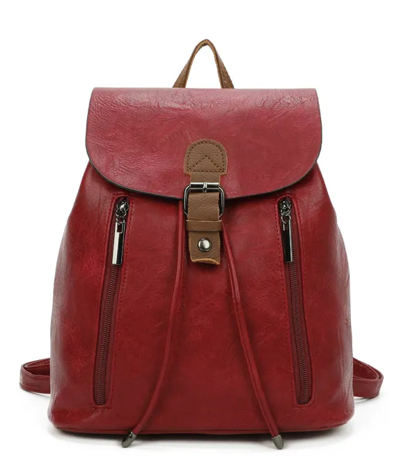 Two tone backpack with leather trim