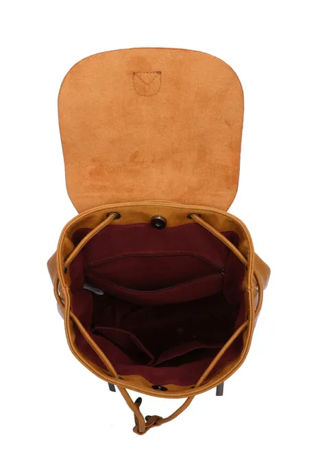 Two tone backpack with leather trim