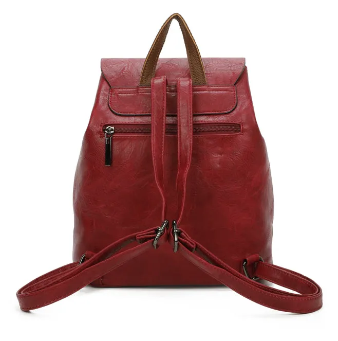 Two tone backpack with leather trim
